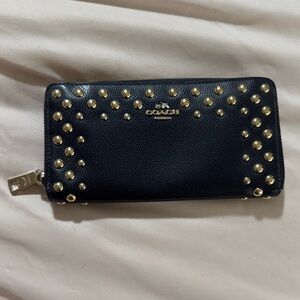 Coach Black Wallet with Gold Studs